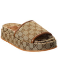 Gucci Gg Canvas & Leather Platform Slide