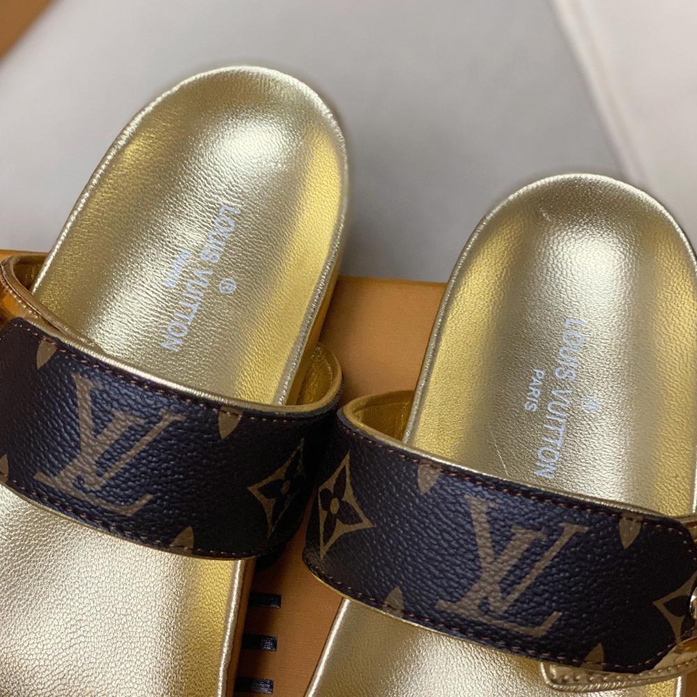 Louis Vuitton Gold Bom Dia Flat Mule