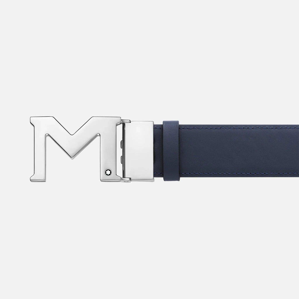 MONTBLANC M BUCKLE BLACK/BLUE 35 MM REVERSIBLE LEATHER BELT